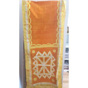 Vintage Batik Silk Scarf: Yellow Orange Sari Wrap from India